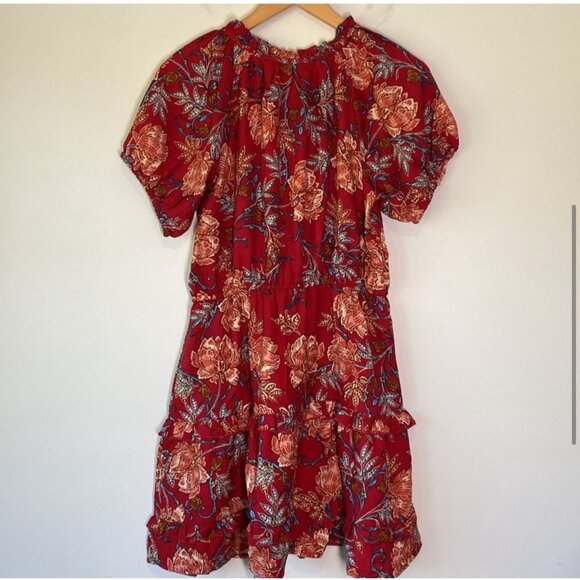 Band of the Free Connie Garnet Blush Boho Tiered Dress Sz Large Womens Red Cinch - Picture 11 of 13